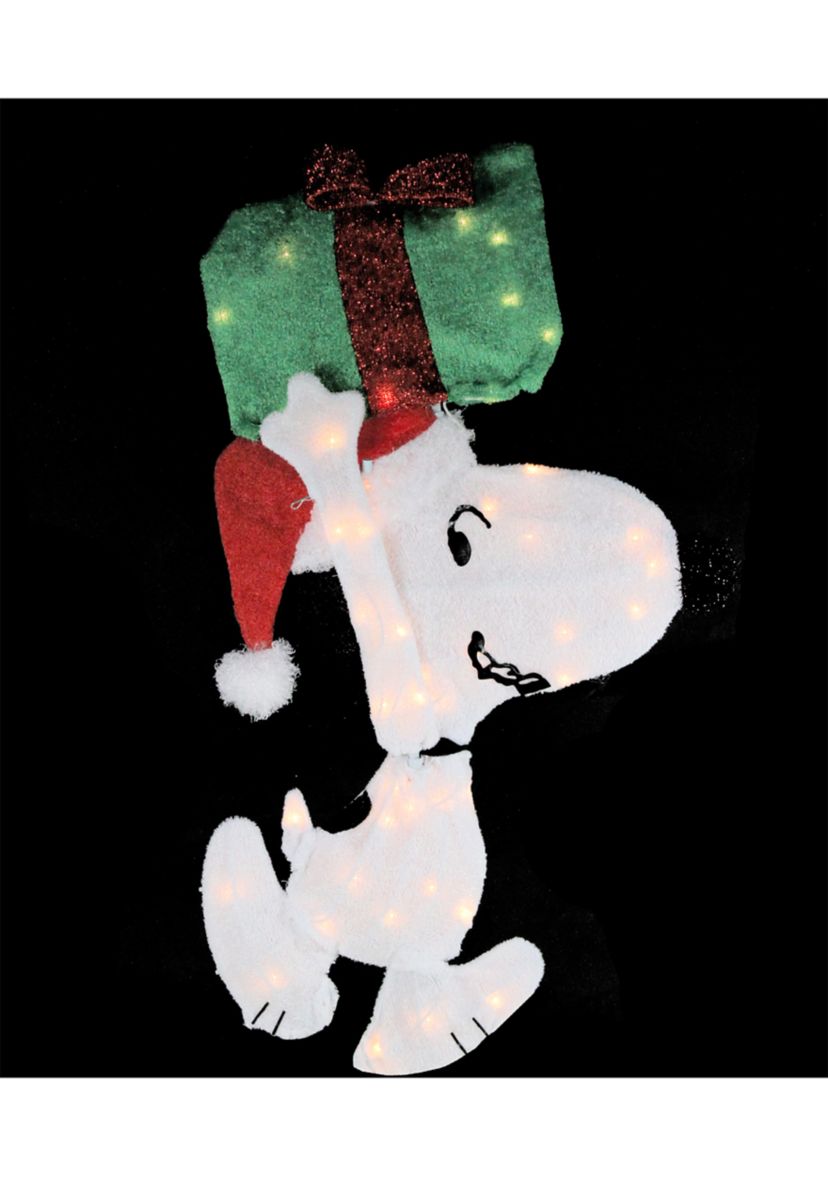 32Inch Lighted Peanuts Snoopy with Present Christmas Outdoor Yard Decoration