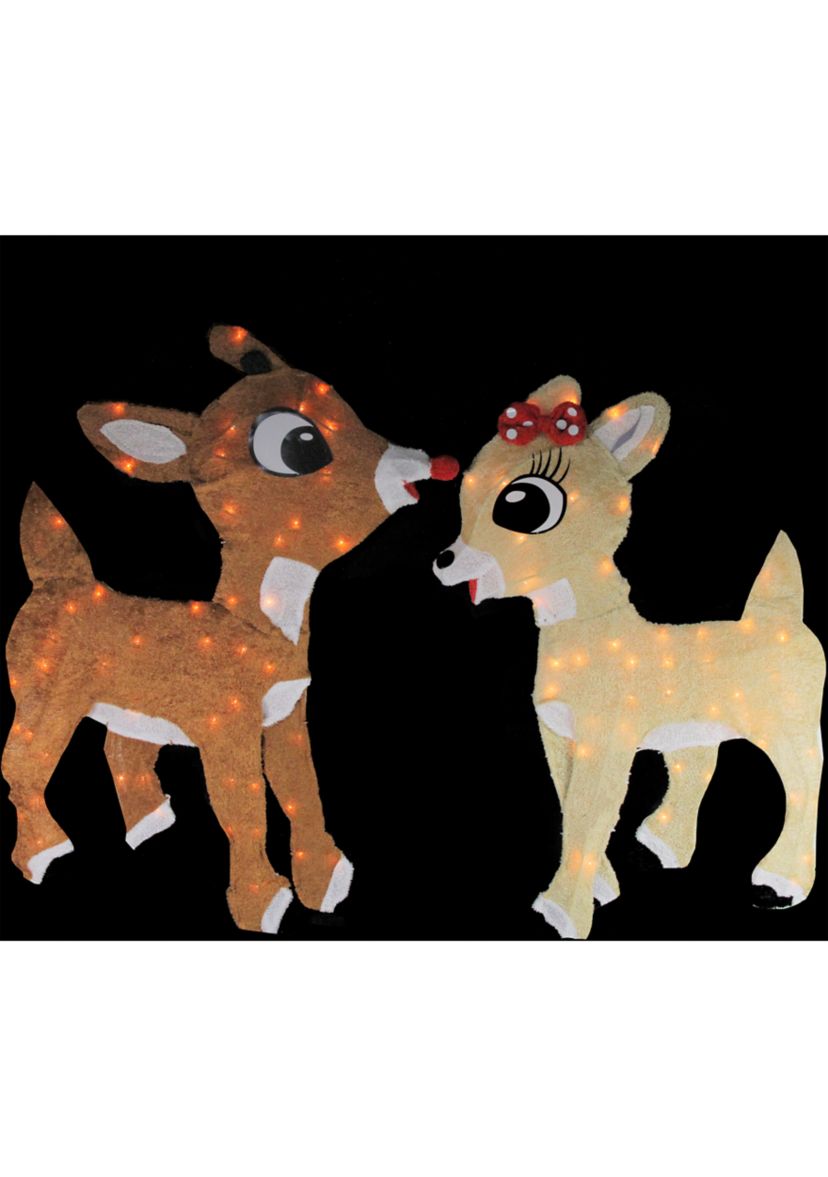Set of 2 Lighted Rudolph and Clarice Outdoor Christmas Decorations  32Inch