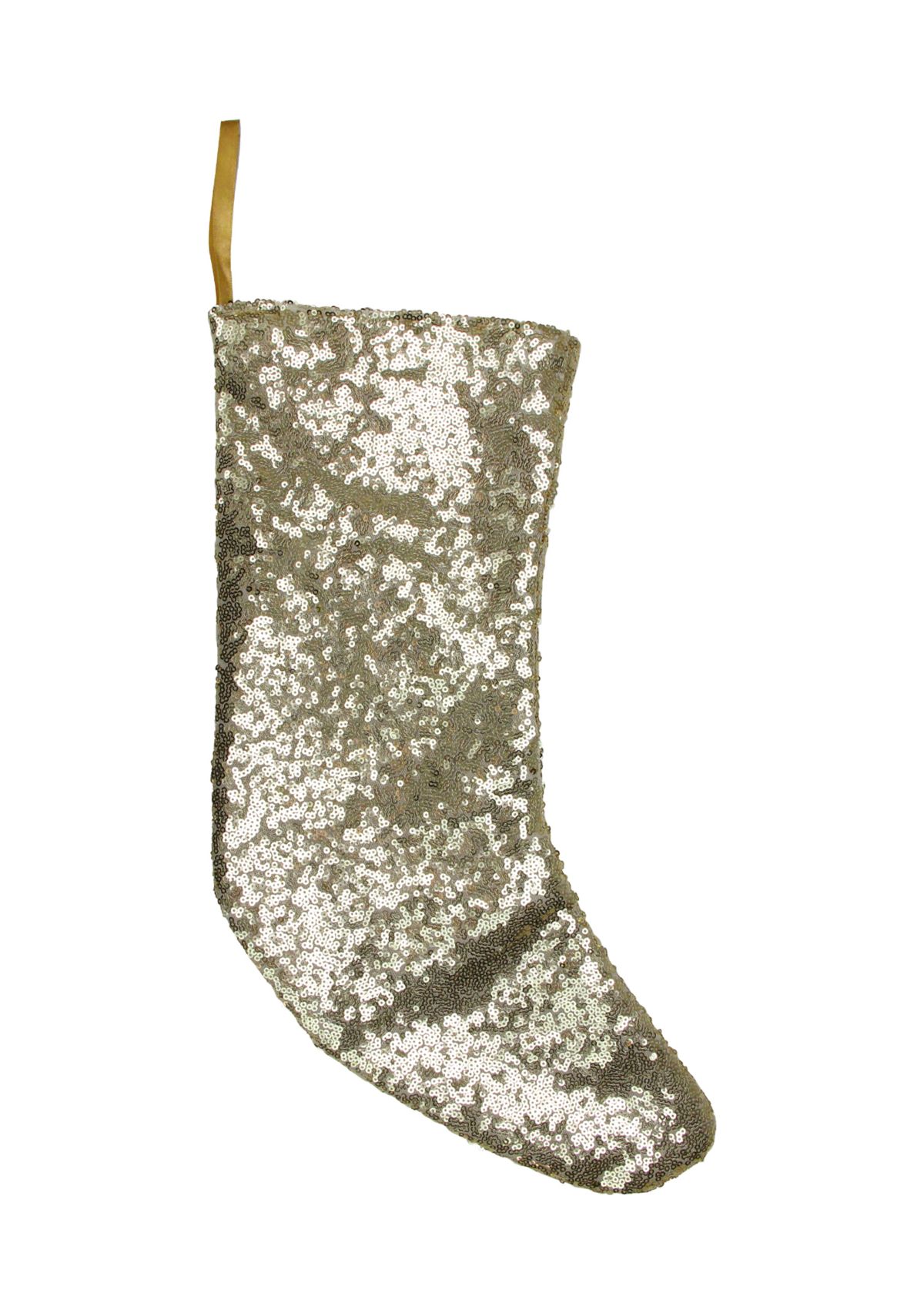 17.5Inch Gray and White Sequins Accented Christmas Stocking