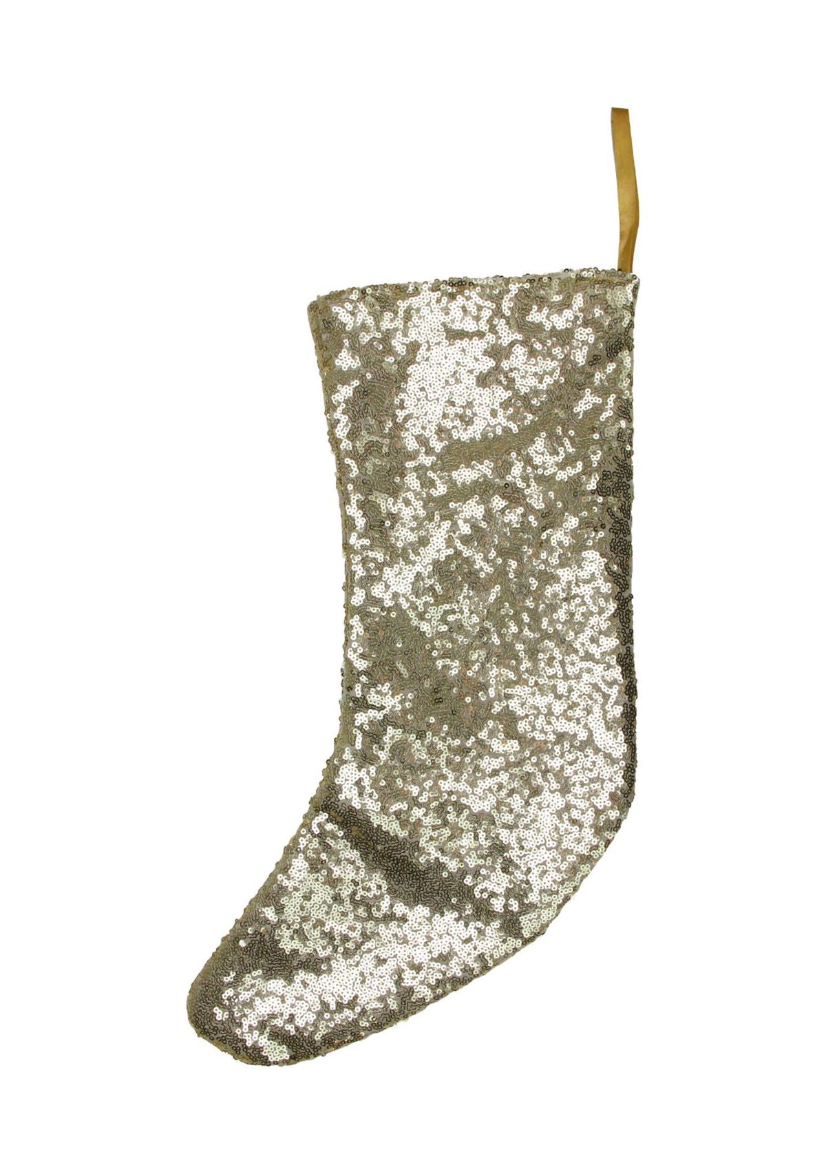 17.5Inch Gray and White Sequins Accented Christmas Stocking