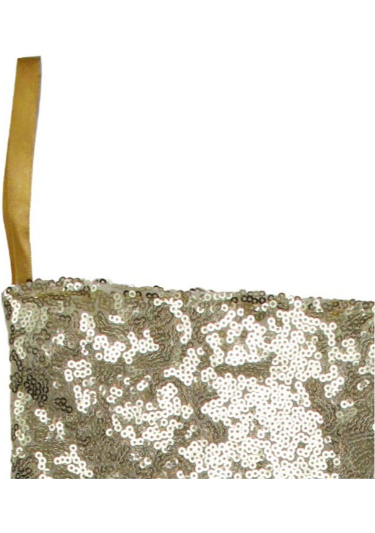 17.5Inch Gray and White Sequins Accented Christmas Stocking