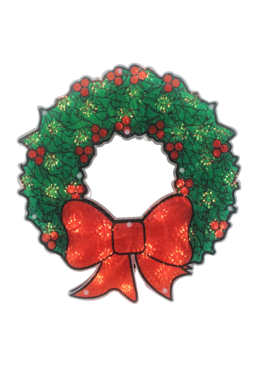 15Inch Lighted Holographic Christmas Wreath Window Silhouette Decoration