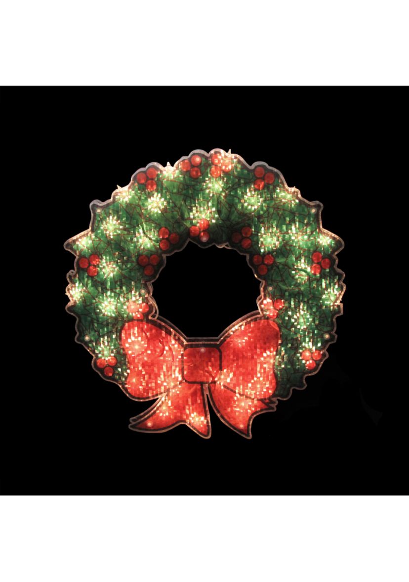 15Inch Lighted Holographic Christmas Wreath Window Silhouette Decoration