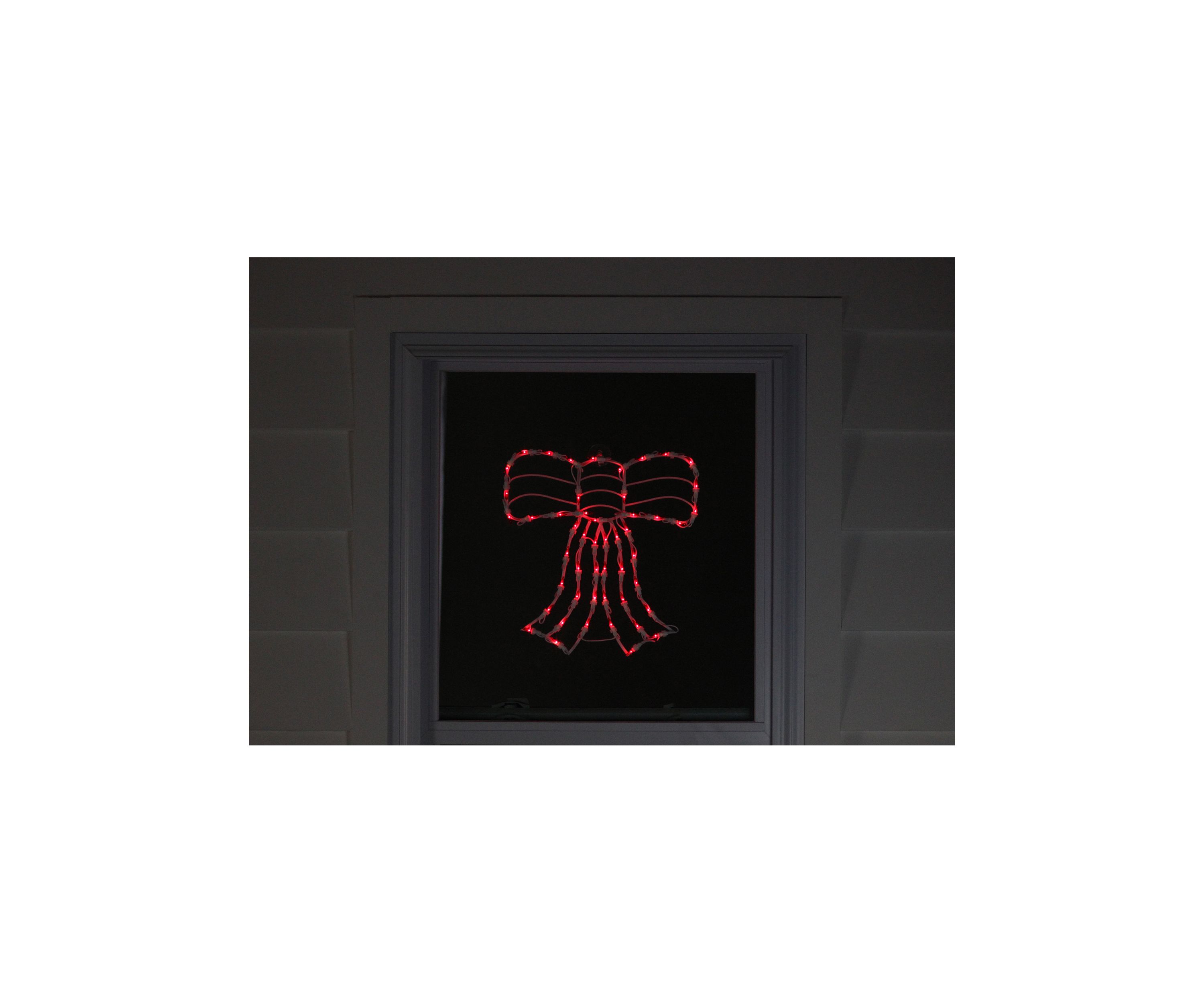 14Inch Lighted Red Bow Window Silhouette Christmas Decoration