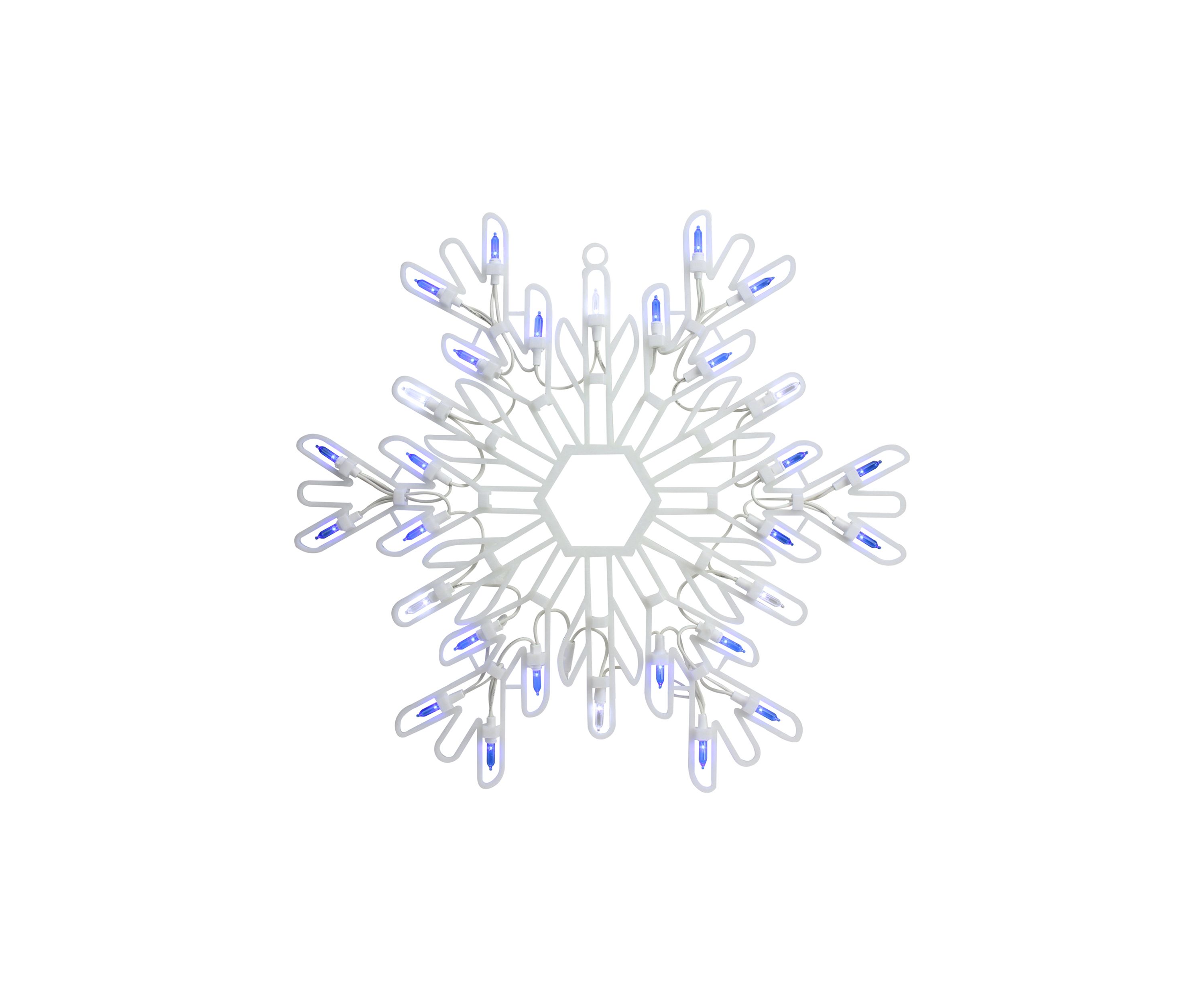 16Inch LED Lighted Pure White and Blue Snowflake Christmas Window Silhouette Decoration