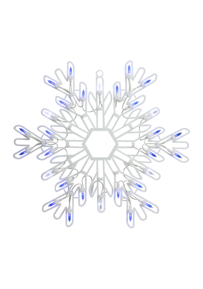 16Inch LED Lighted Pure White and Blue Snowflake Christmas Window Silhouette Decoration