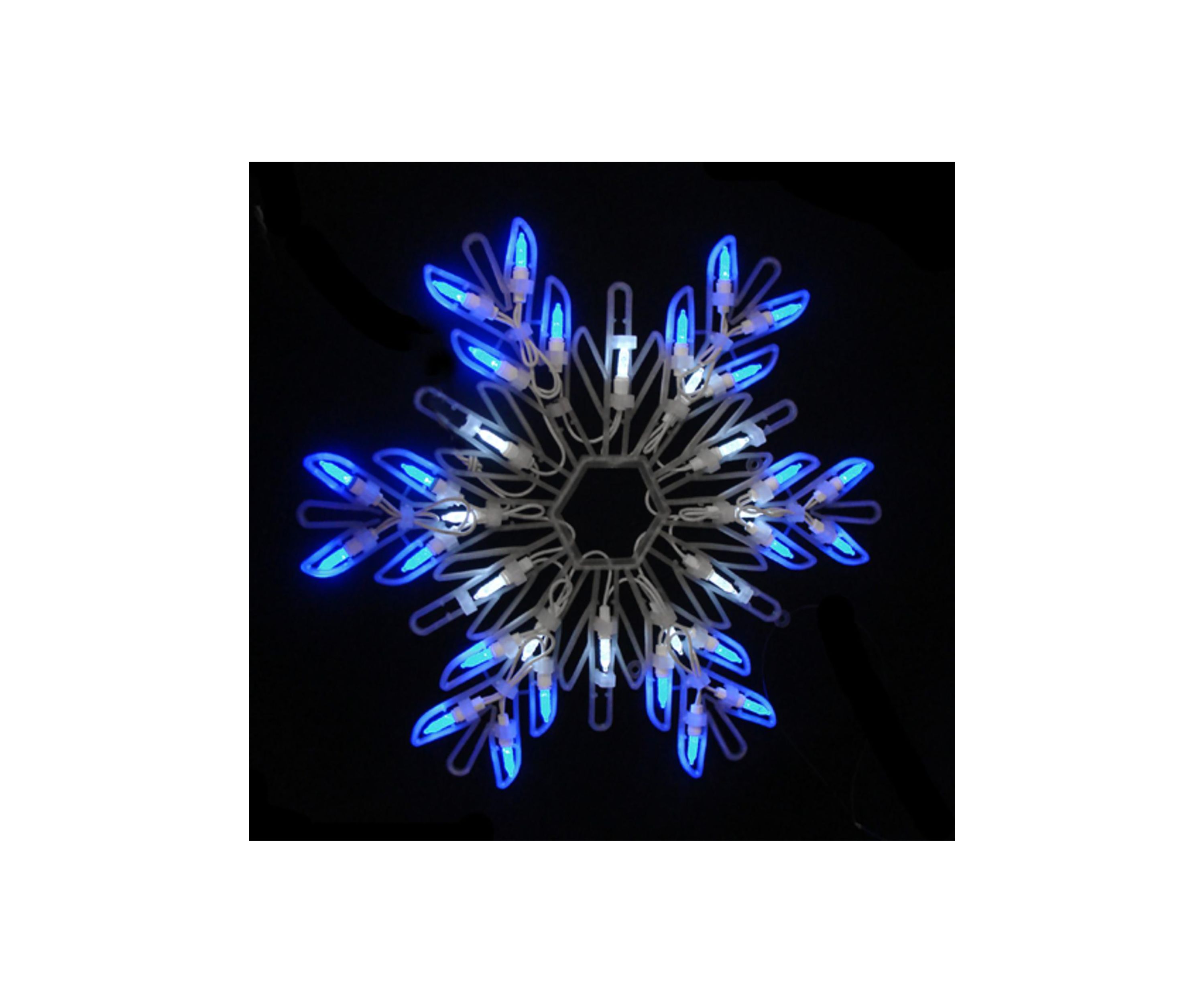 16Inch LED Lighted Pure White and Blue Snowflake Christmas Window Silhouette Decoration