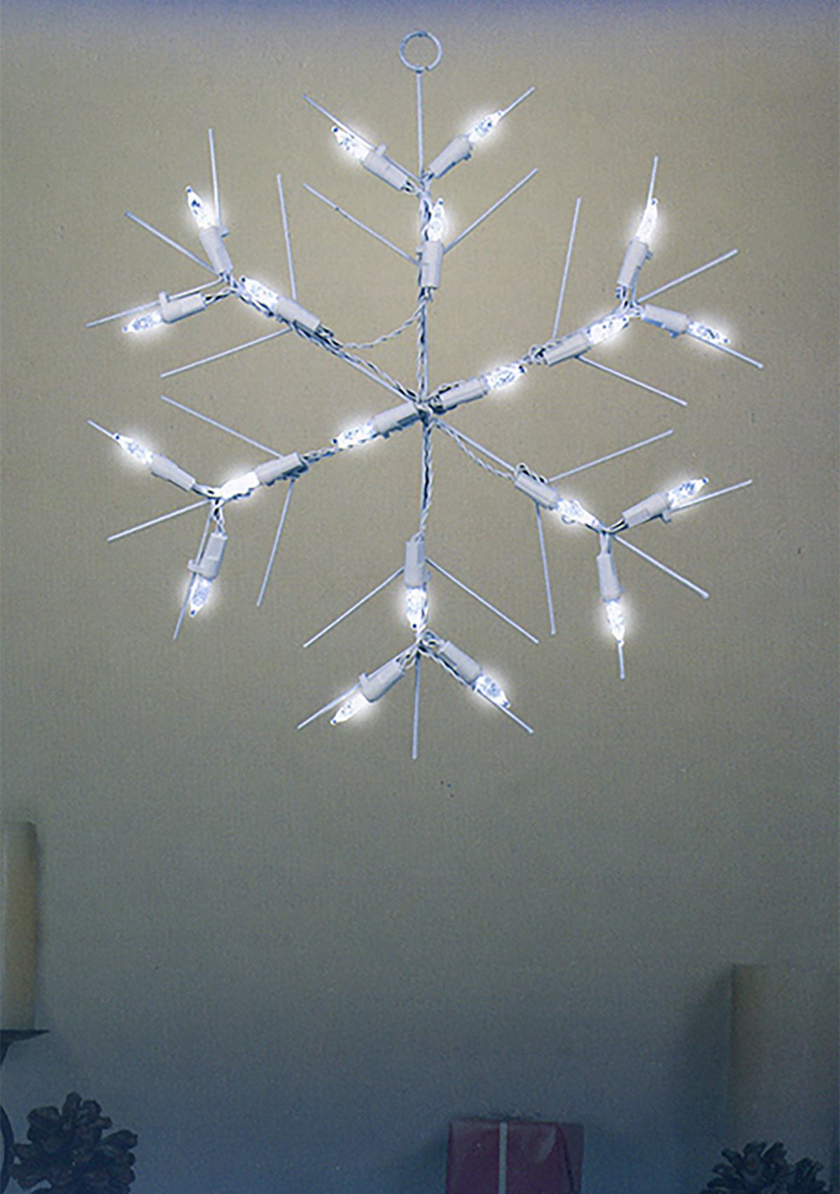 13Inch White and Clear LED Lighted Snowflake Christmas Window Silhouette Decoration