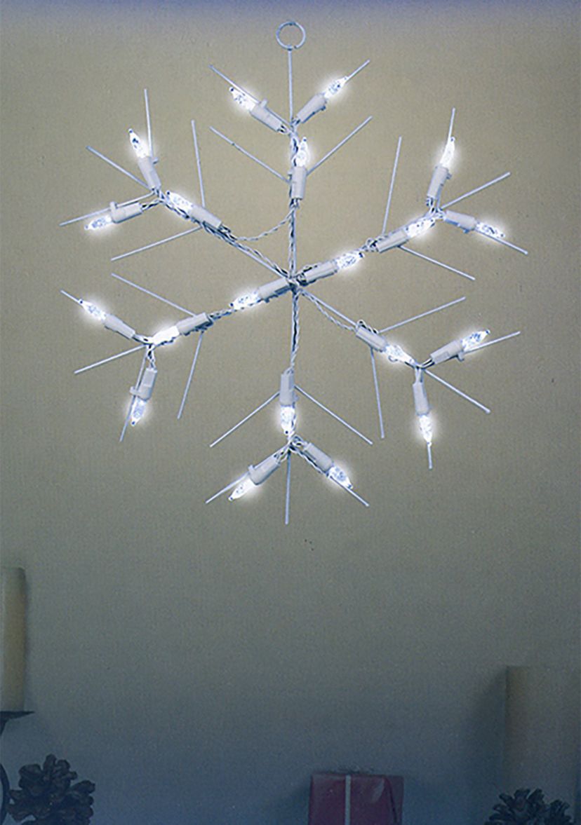 13Inch White and Clear LED Lighted Snowflake Christmas Window Silhouette Decoration