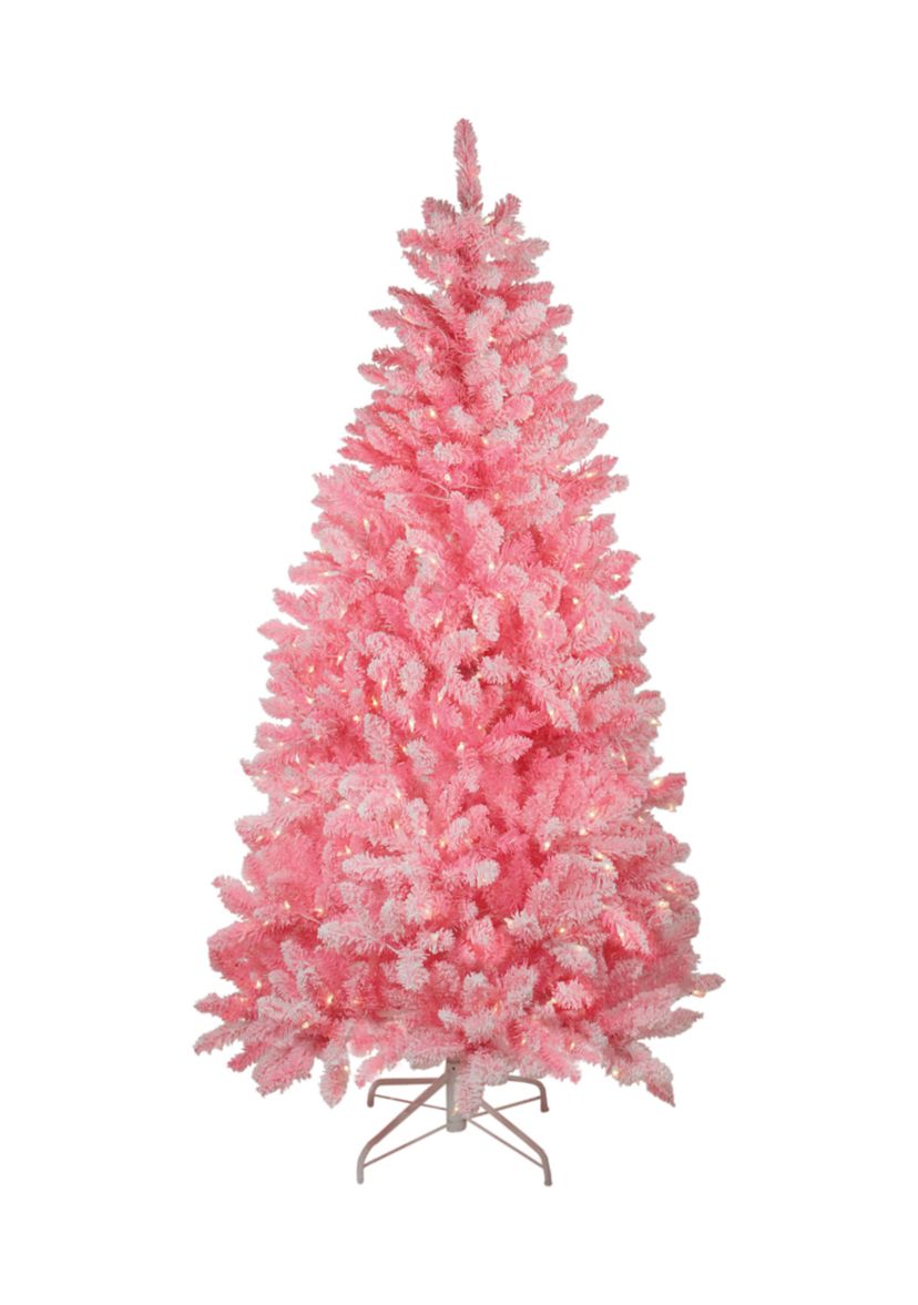7 Pre-Lit Medium Flocked Artificial Christmas Tree - Clear Lights