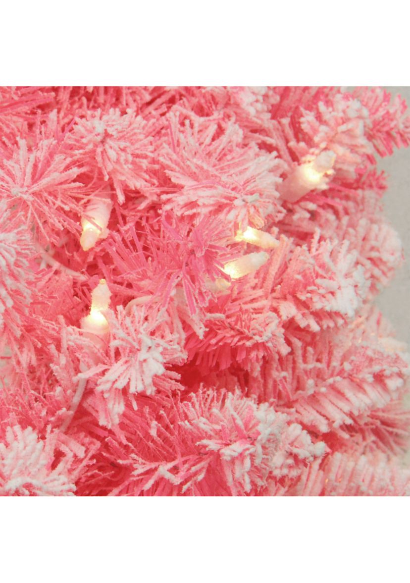 7 Pre-Lit Medium Flocked Artificial Christmas Tree - Clear Lights