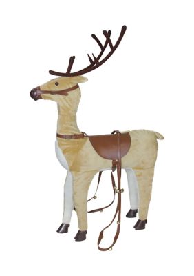 40 Plush Standing Reindeer Christmas Decoration with Saddle and Jingle Bells