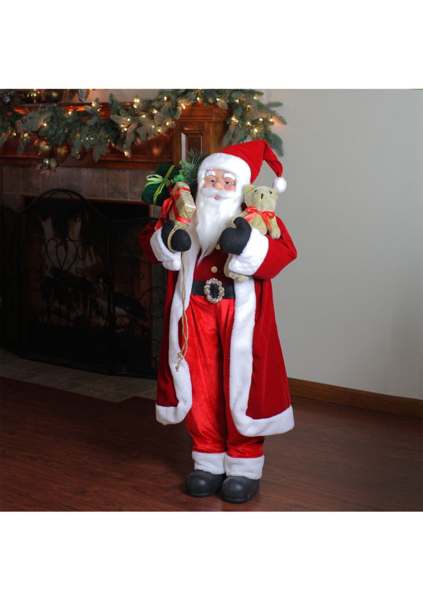 4 Standing Santa Claus Christmas Figure with Teddy Bear and Gift Sack