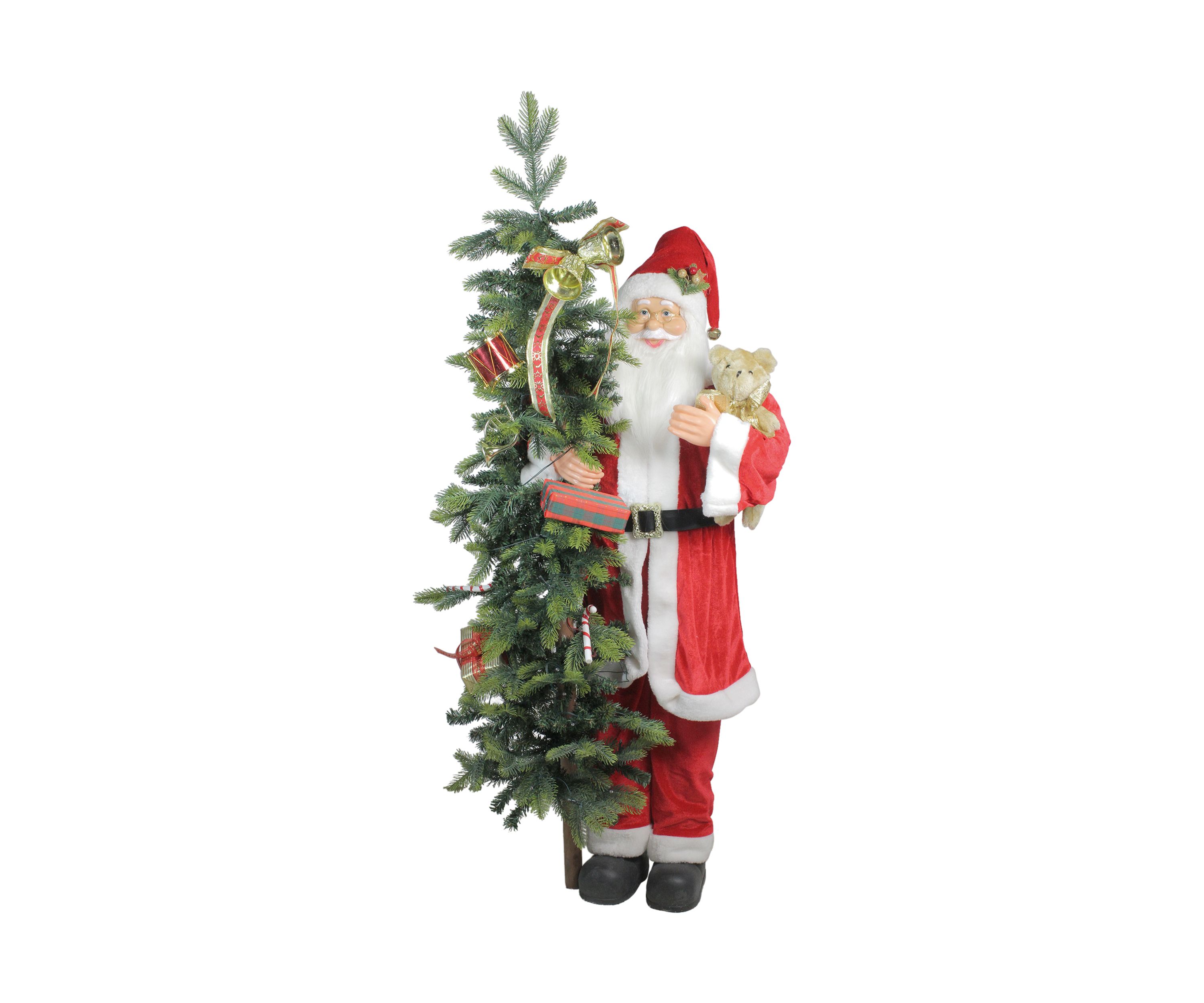 50 Musical Standing Santa Claus Figure with Lighted Christmas Tree and Teddy Bear