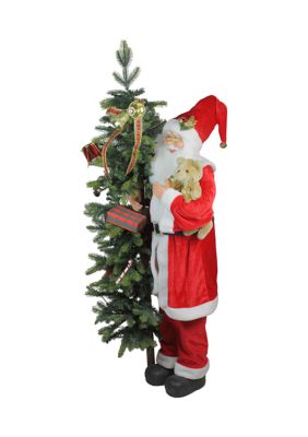 50 Musical Standing Santa Claus Figure with Lighted Christmas Tree and Teddy Bear