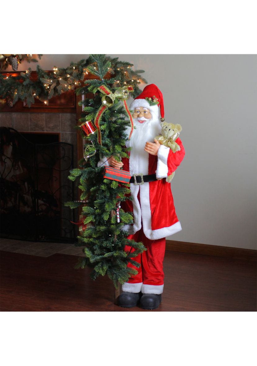 50 Musical Standing Santa Claus Figure with Lighted Christmas Tree and Teddy Bear