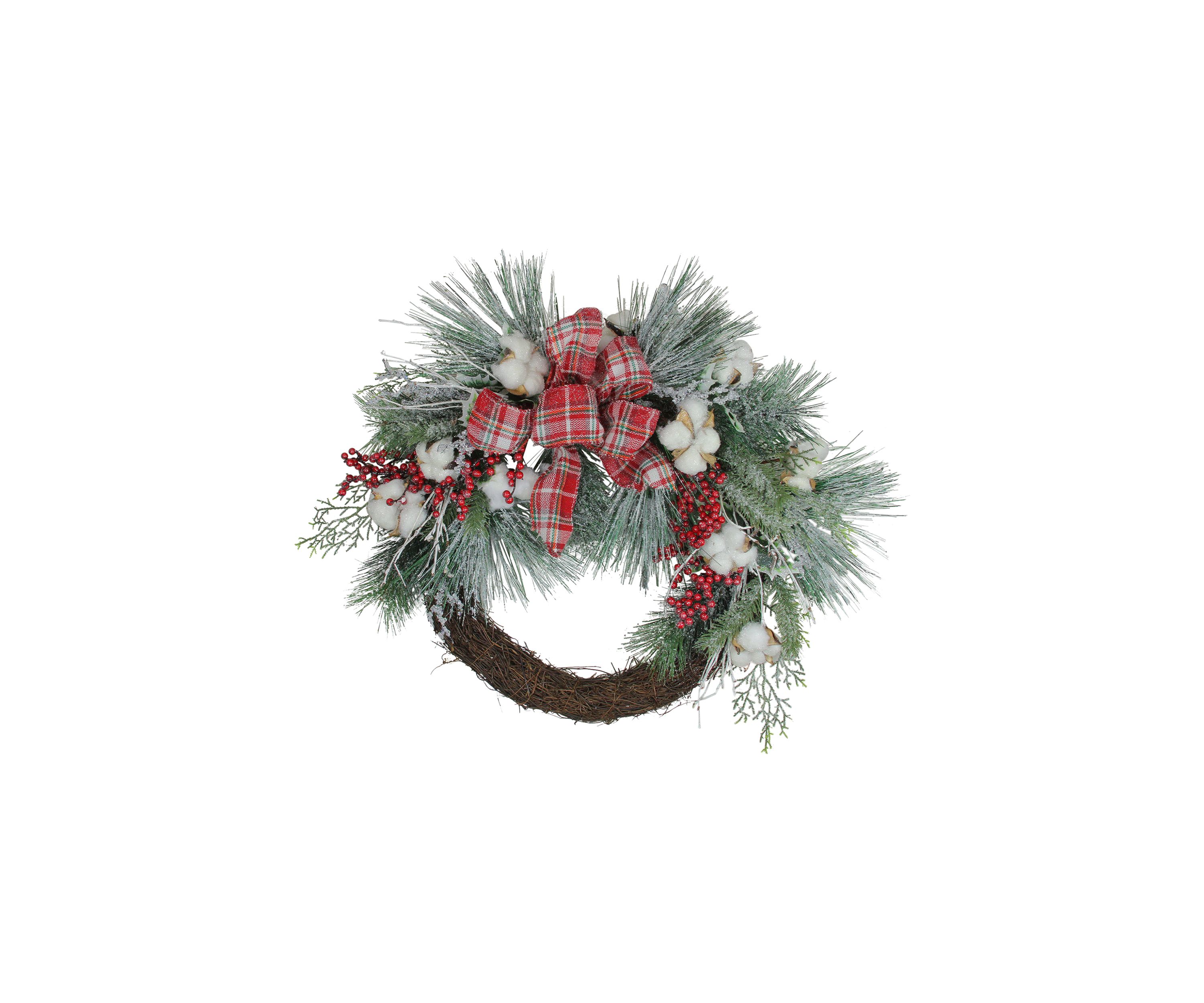Holly Berry Red and Green Artificial Christmas Wreath - 24-Inch  Unlit