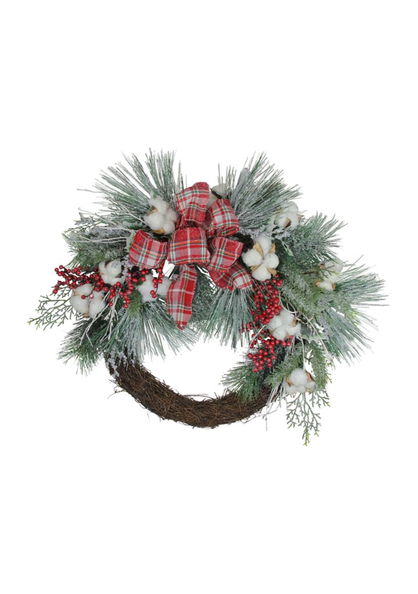 Holly Berry Red and Green Artificial Christmas Wreath - 24-Inch  Unlit