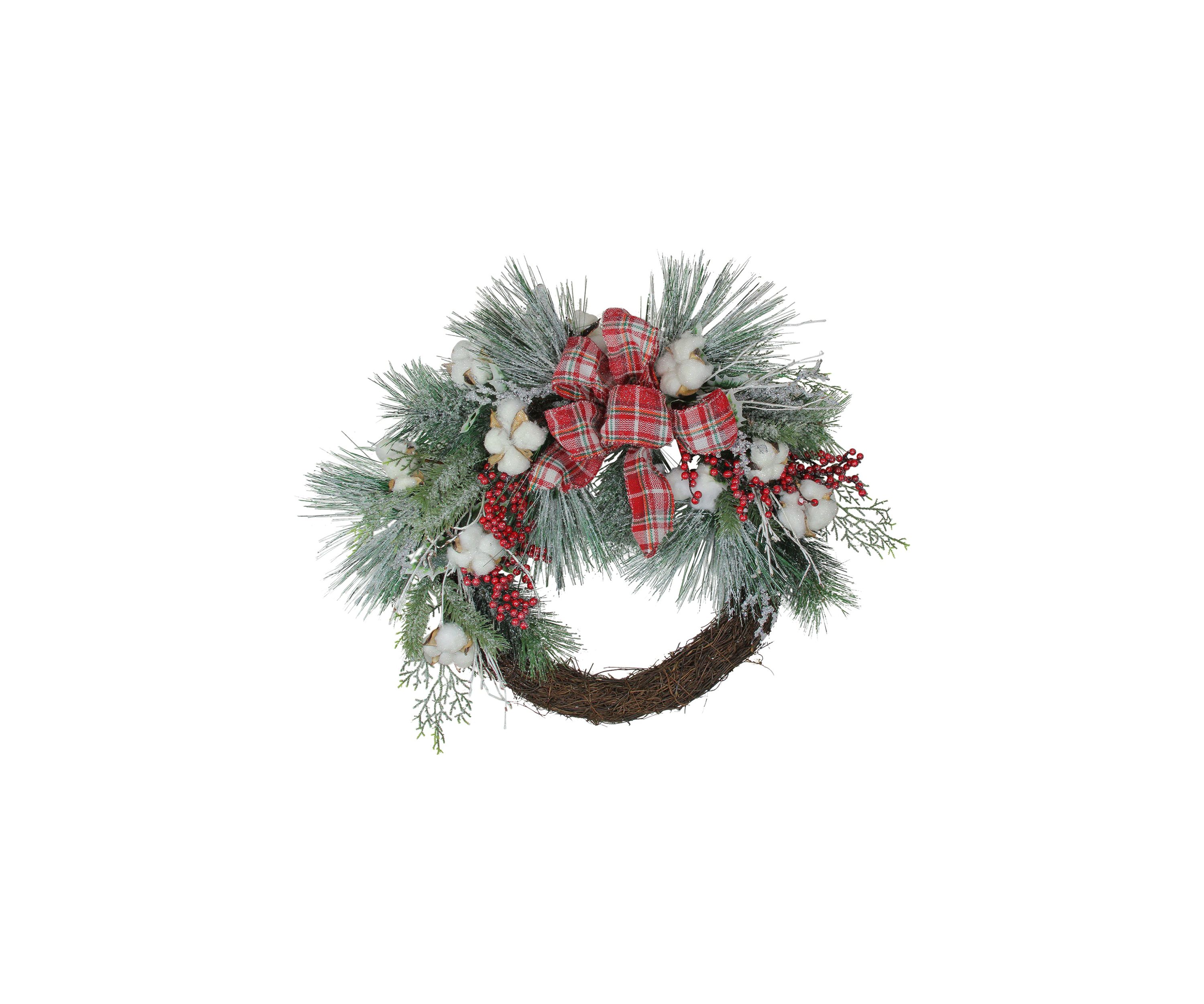 Holly Berry Red and Green Artificial Christmas Wreath - 24-Inch  Unlit