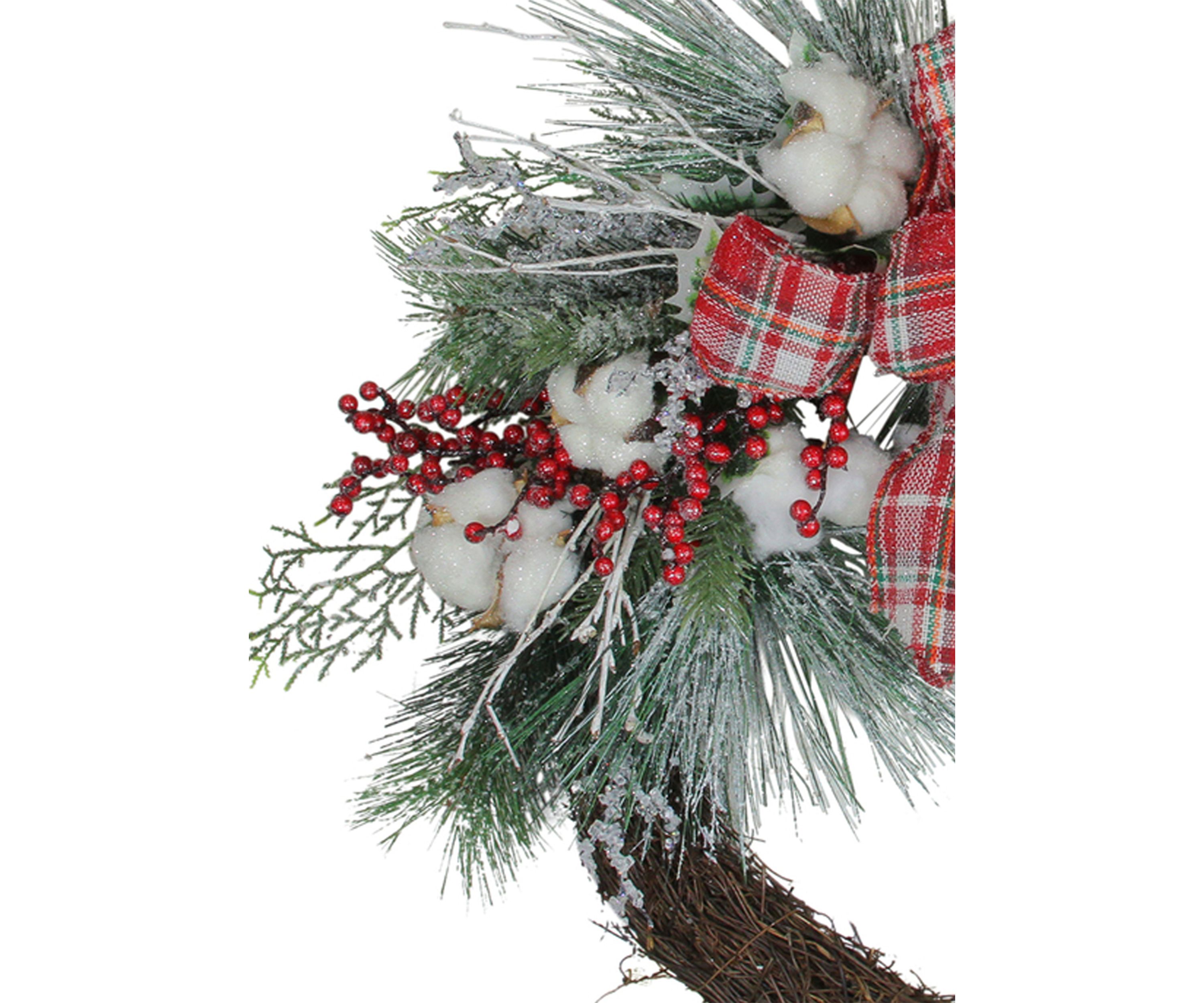Holly Berry Red and Green Artificial Christmas Wreath - 24-Inch  Unlit