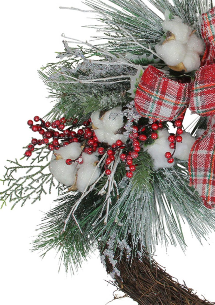 Holly Berry Red and Green Artificial Christmas Wreath - 24-Inch  Unlit