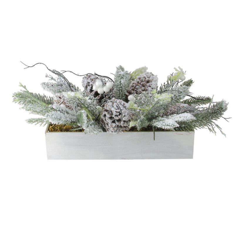 19.5Inch Frosted Winter Foliage Christmas Tabletop Decoration