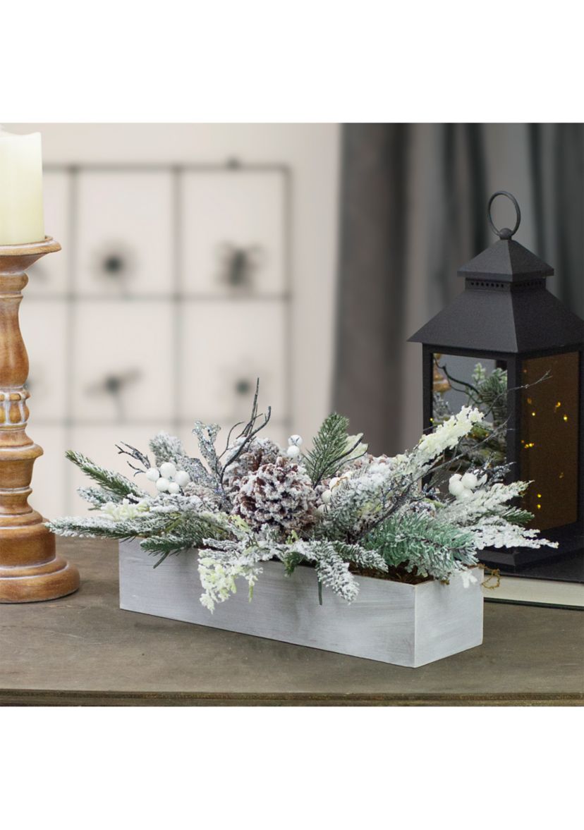 19.5Inch Frosted Winter Foliage Christmas Tabletop Decoration
