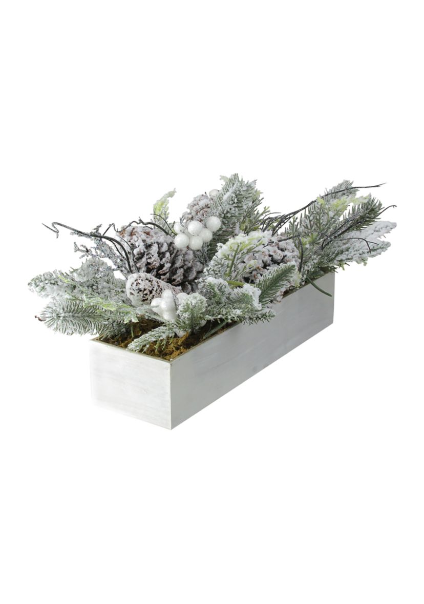 19.5Inch Frosted Winter Foliage Christmas Tabletop Decoration