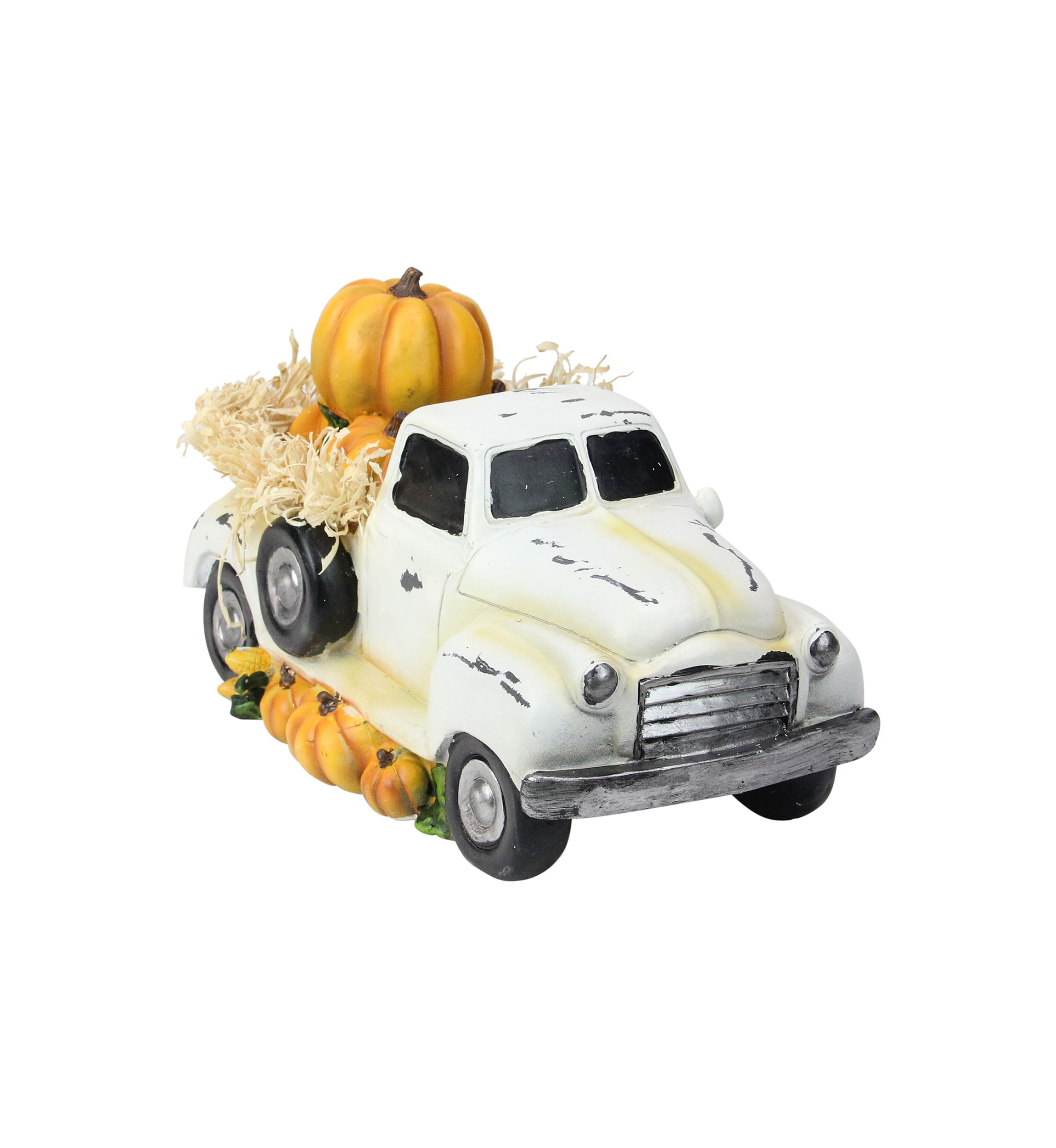 11.25 inch Truck Full of Pumpkins and Hay Thanksgiving Table Top Figure