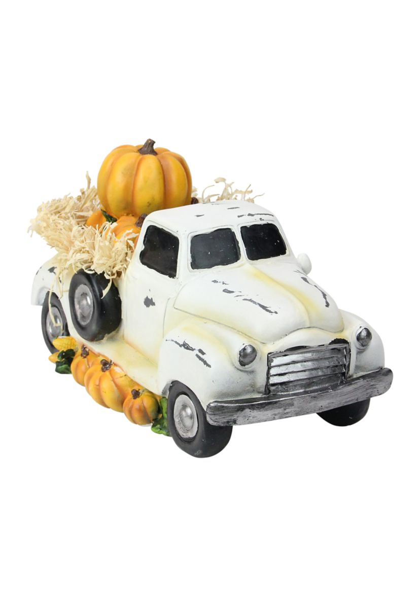 11.25 inch Truck Full of Pumpkins and Hay Thanksgiving Table Top Figure