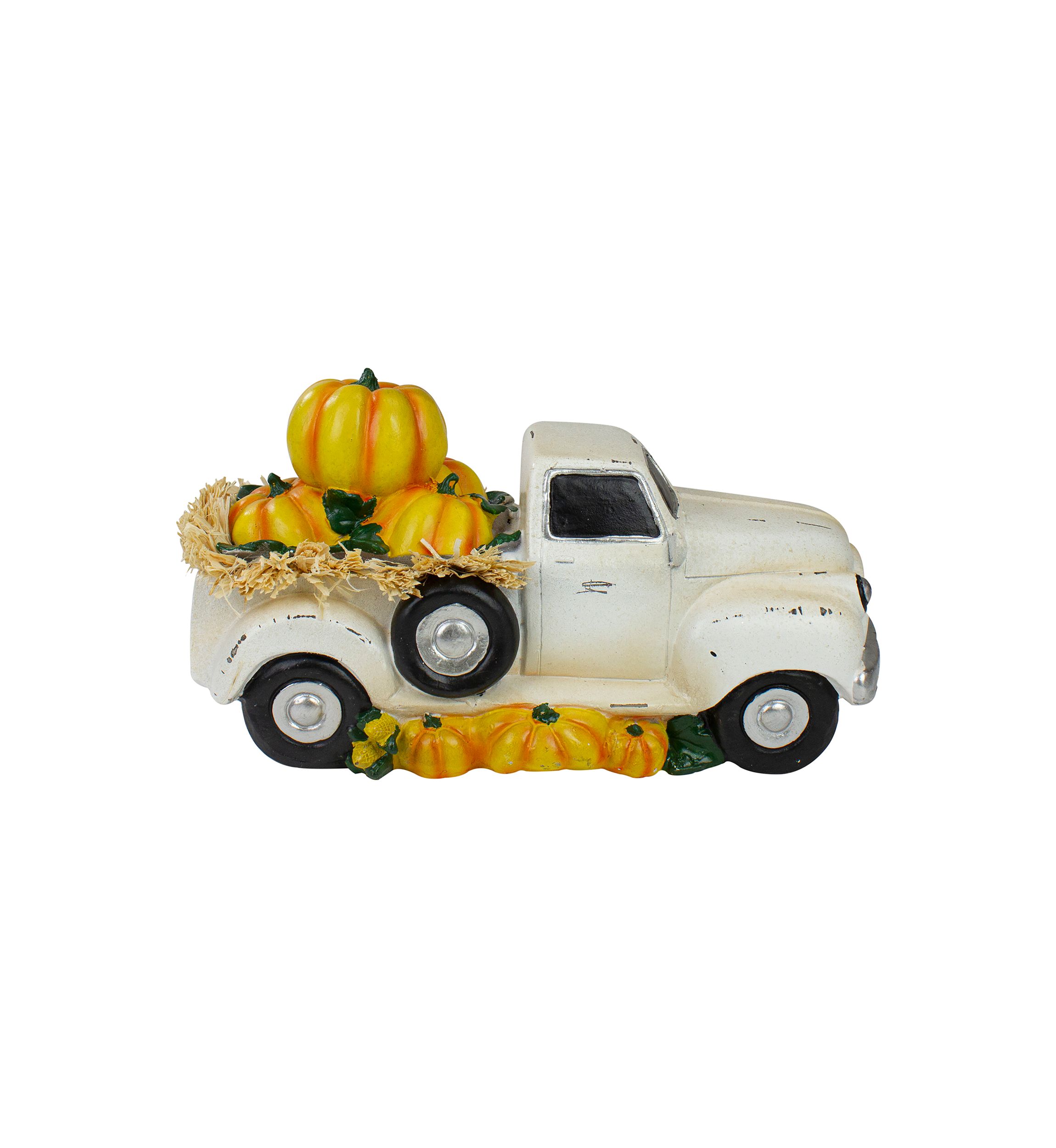 11.25 inch Truck Full of Pumpkins and Hay Thanksgiving Table Top Figure