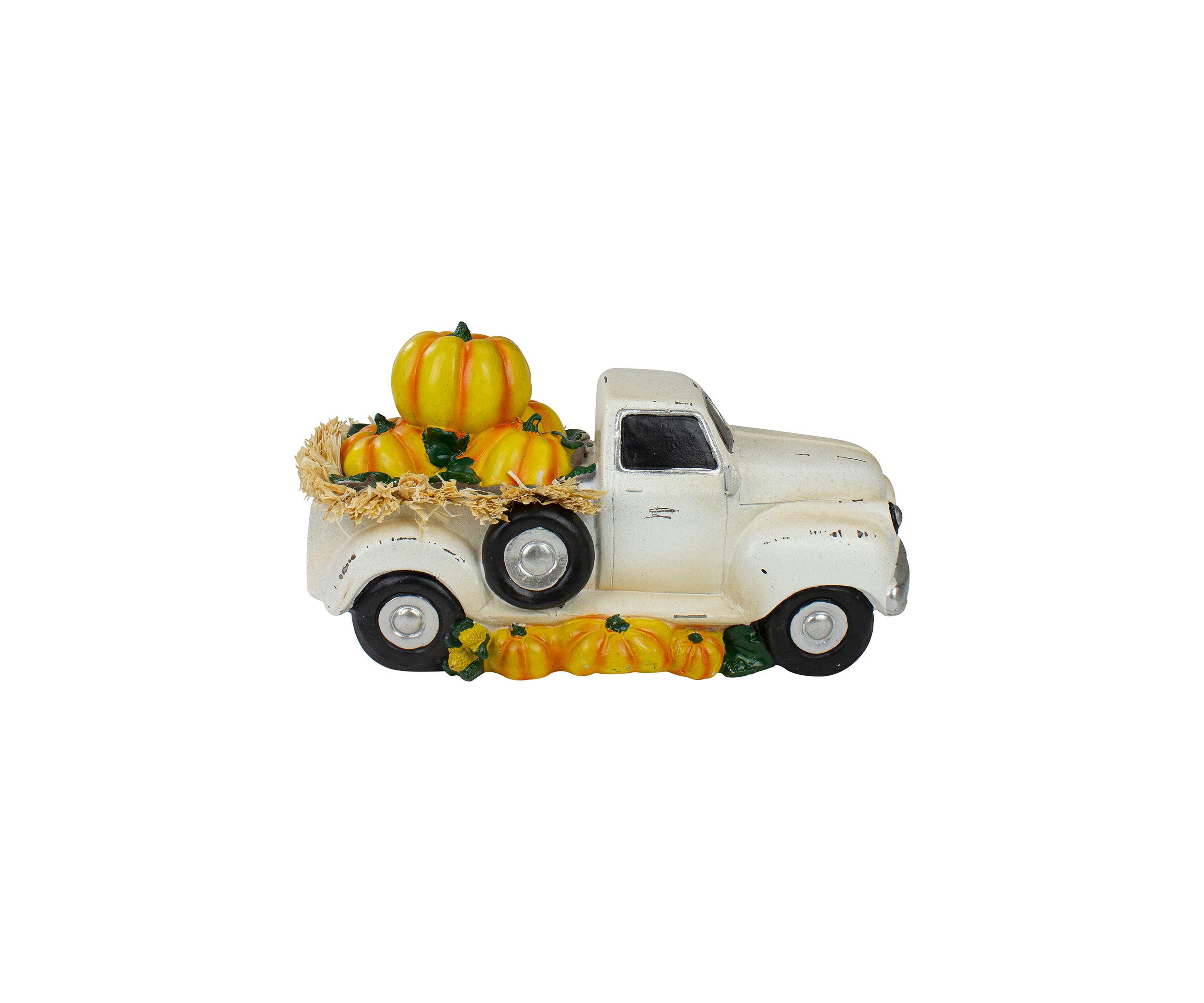 11.25 inch Truck Full of Pumpkins and Hay Thanksgiving Table Top Figure
