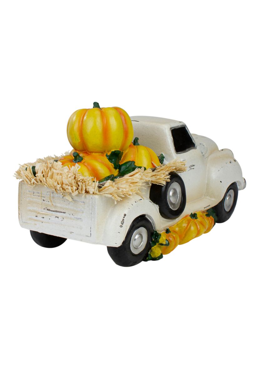 11.25 inch Truck Full of Pumpkins and Hay Thanksgiving Table Top Figure