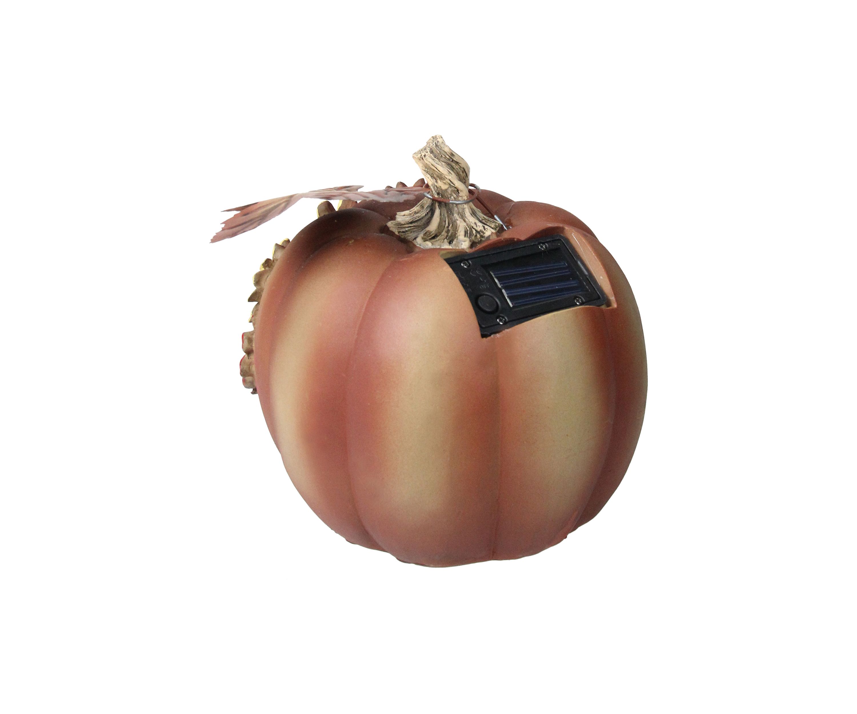 7.5 inch Brown Solar Powered Floral Pumpkin Outdoor Decoration
