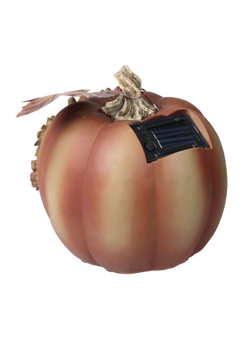 7.5 inch Brown Solar Powered Floral Pumpkin Outdoor Decoration