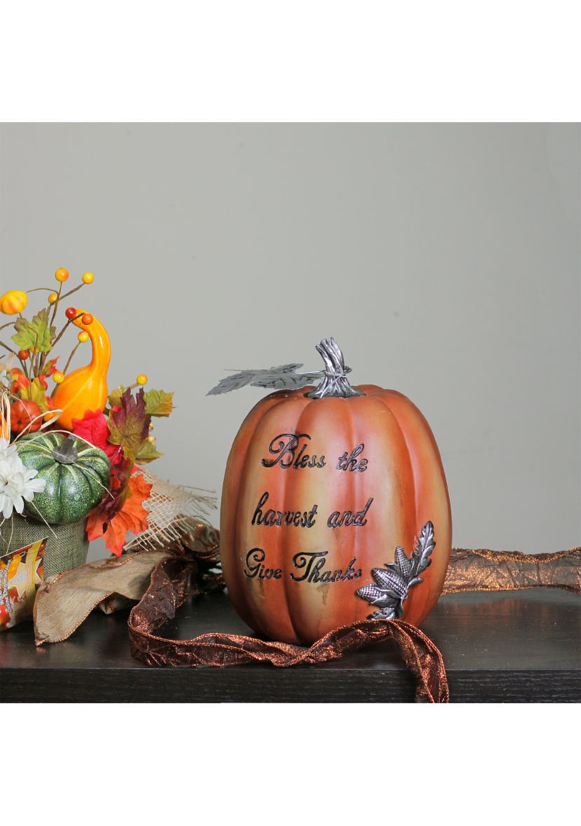 10 Bless the Harvest and Give Thanks Thanksgiving Table Top Pumpkin