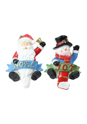 Northlight Set Of 2 Santa And Snowman Glittered Christmas Stocking Holders 6.25Inch