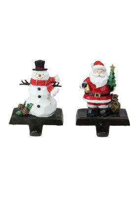 Northlight Set Of 2 Santa And Snowman Christmas Stocking Holders 7Inch