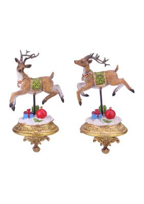 Northlight Set Of 2 Glittered Reindeer Christmas Stocking Holders 9.5Inch