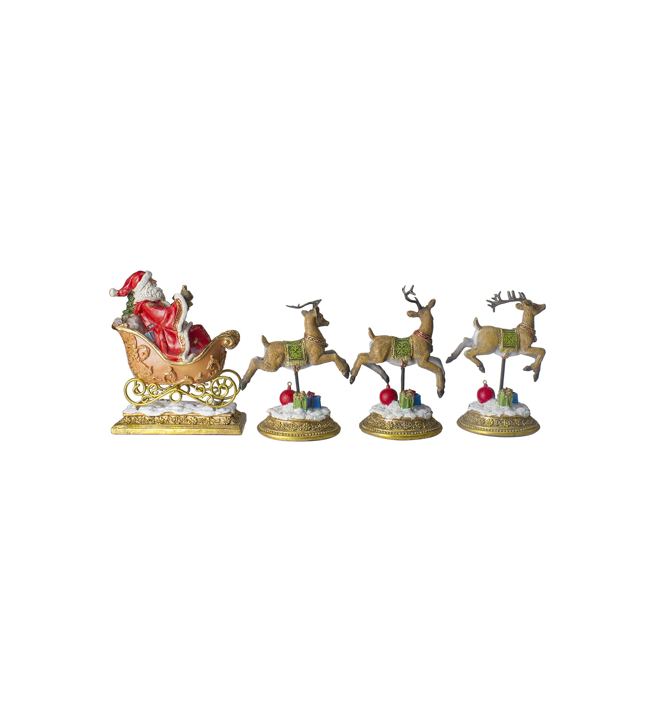Set of 4 Santa and Reindeer Christmas Stocking Holders 9.5Inch