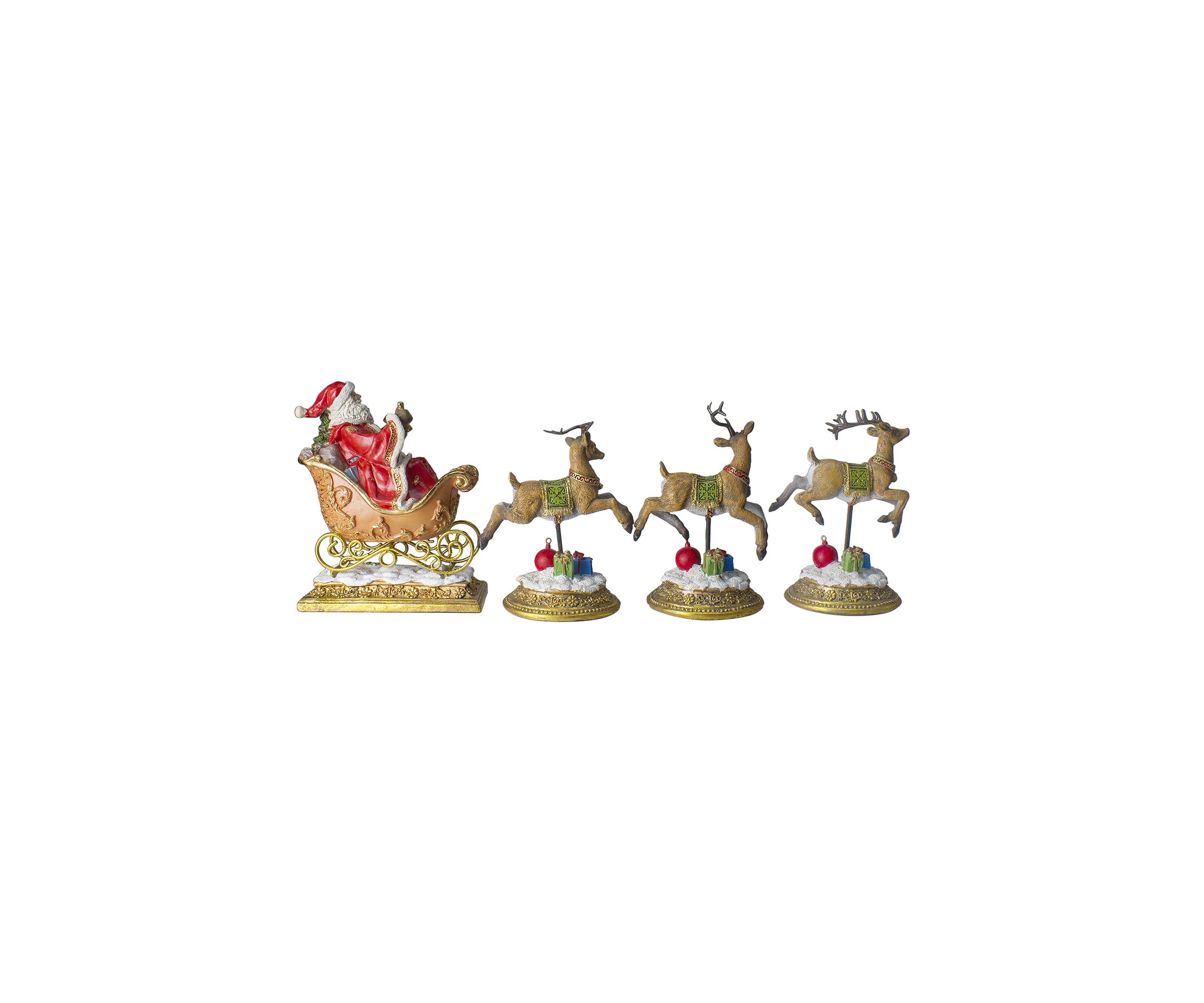 Set of 4 Santa and Reindeer Christmas Stocking Holders 9.5Inch