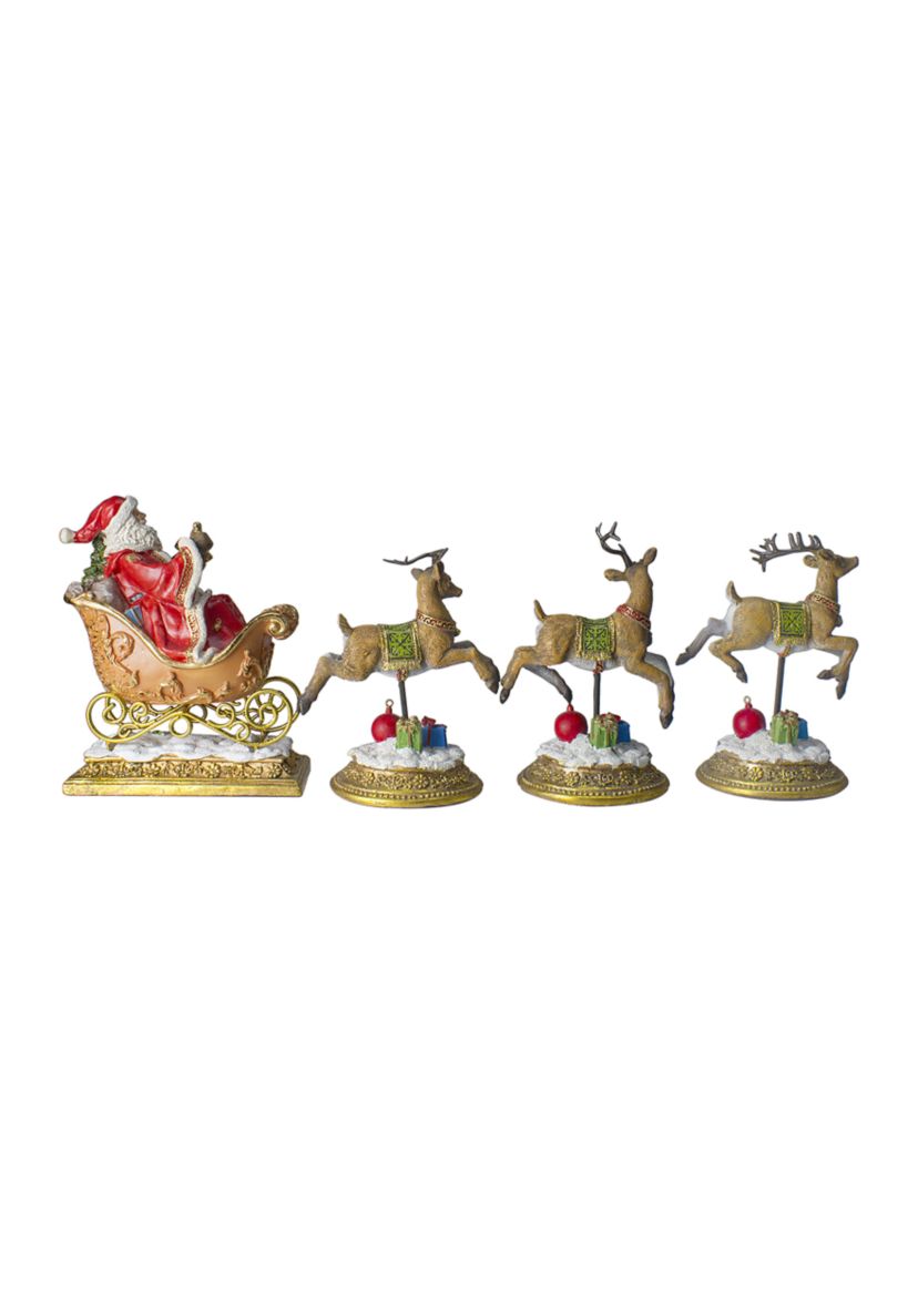 Set of 4 Santa and Reindeer Christmas Stocking Holders 9.5Inch