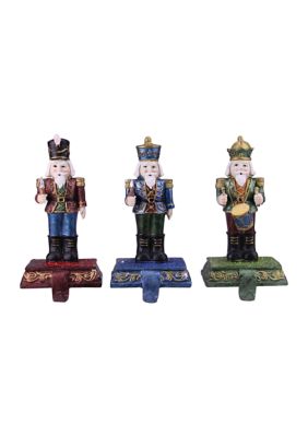 Northlight Set Of 3 Blue Red And Green Glittered Nutcracker Stocking Holders 7.75Inch