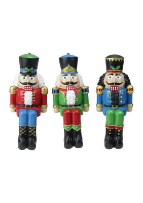 Set of 3 Red  Blue and Green Nutcracker Christmas Stocking Holders 7.5Inch