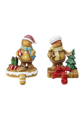 Northlight Set Of 2 Holiday Gingerbread Christmas Stocking Holders 5.25Inch