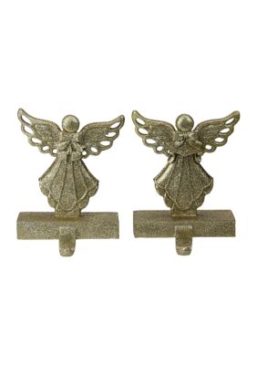 Northlight Set Of 2 Gold Angel Glittered Christmas Stocking Holders 6.5Inch
