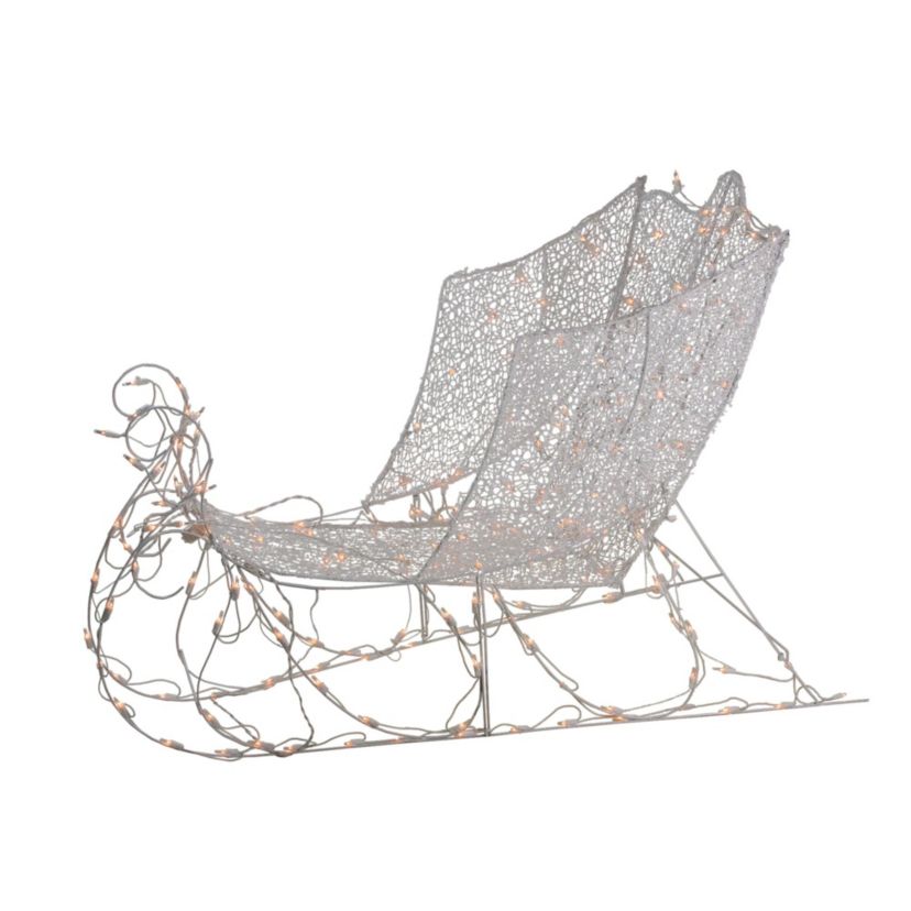 48inch White Pre-Lit Crystal 3D Sleigh Christmas Outdoor Decor