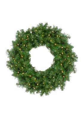Northlight Pre-Lit Whitmire Pine Artificial Christmas Wreath With Timer - 24-Inch Warm White Led Lights