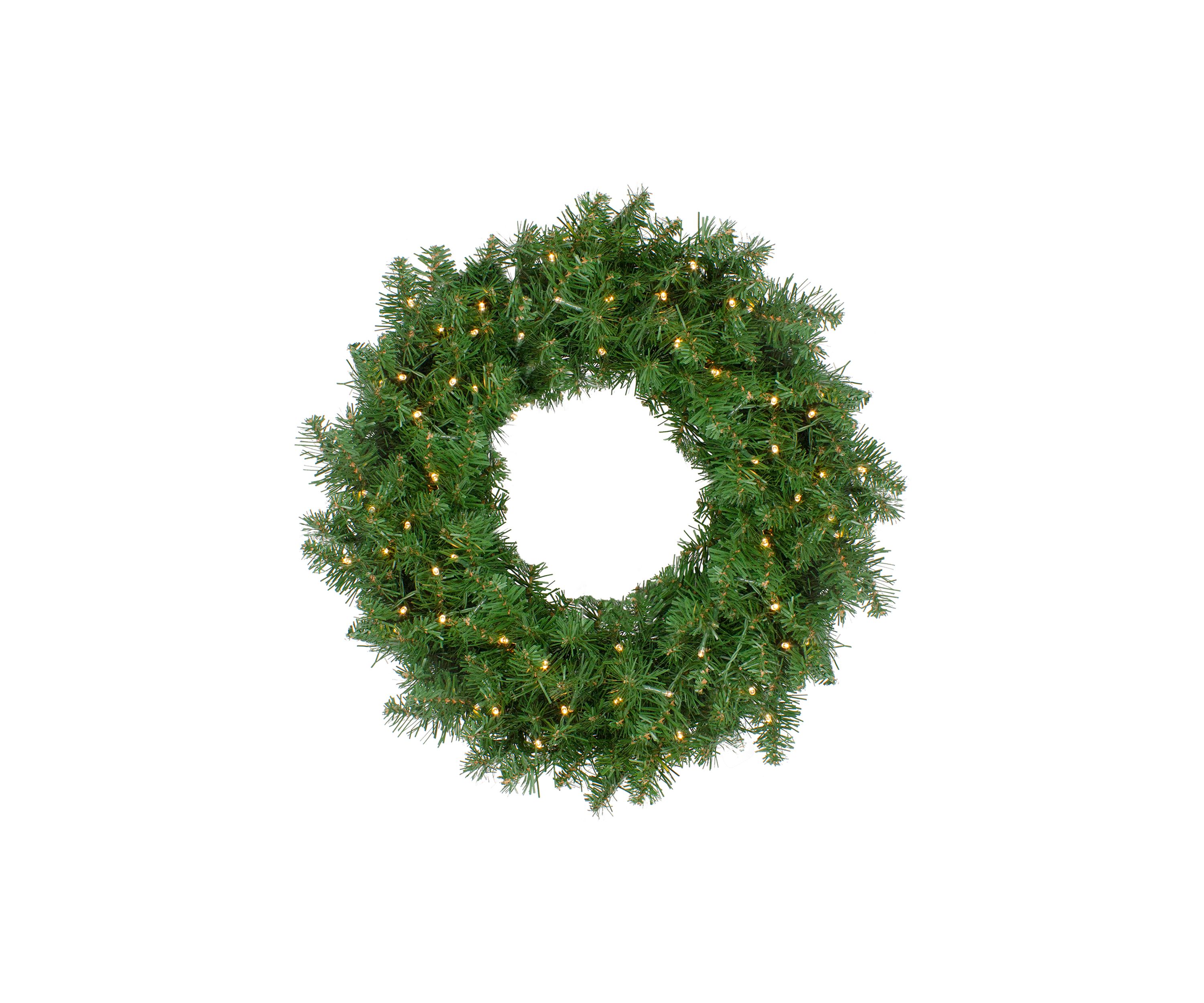 Pre-Lit Whitmire Pine Artificial Christmas Wreath with Timer - 24-Inch  Warm White LED Lights