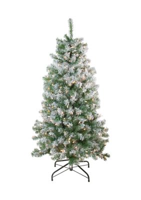 Northlight 4.5' Pre-Lit Medium Flocked Winema Pine Artificial Christmas Tree - Clear Lights, Green -  0191296150620